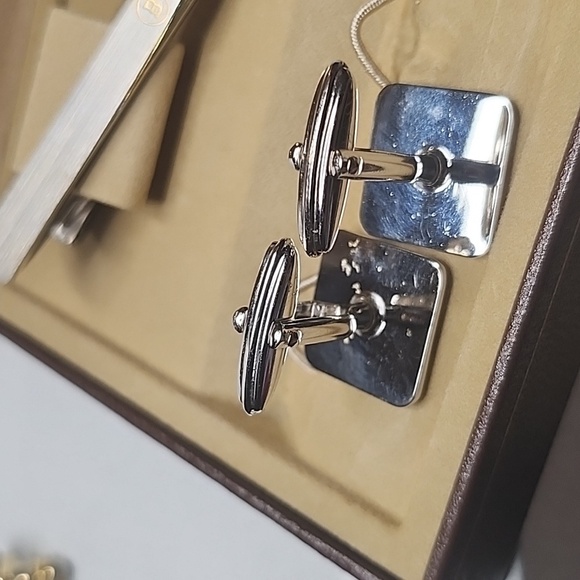 BALLY CUFFLINKS Set GOLD/SILVER TONE made in Germany - Picture 5 of 7